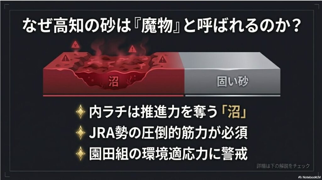 レース展望
高知の砂は魔物