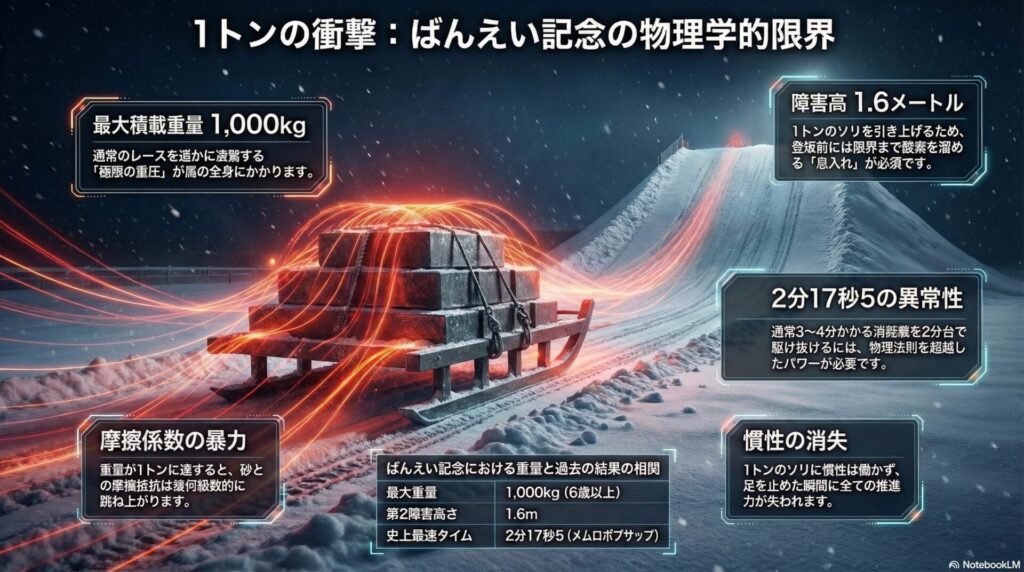 1トン（1000kg）の極限の 物理的負荷