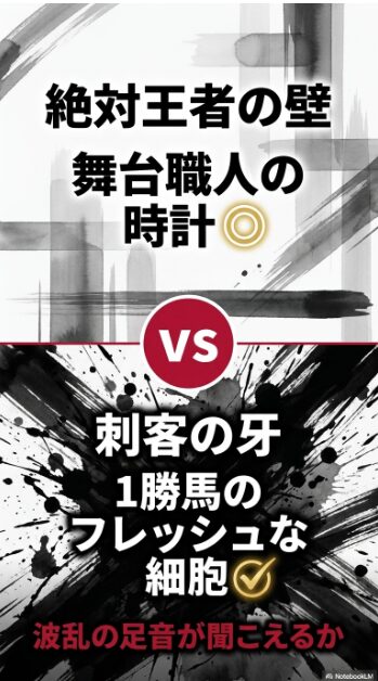 ファムクラジューズ 対 二刀流の 刺客 ペンダント 能力 比較 期待値の 激突 シネマティックな 馬の シルエット