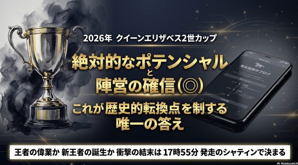 レース結論の再確認スライド。マスカレードボールが世界最強を証明する歴史的転換点を告げるメッセージ