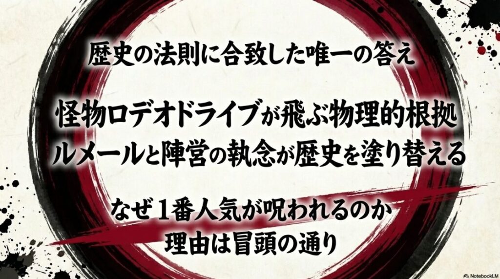 まとめ 歴史の法則に 合致した 唯一の答え 1番人気の呪いが 解ける 物理的根拠 ルメール と 陣営の 執念が 歴史を 塗り替える 詳細は ブログへ