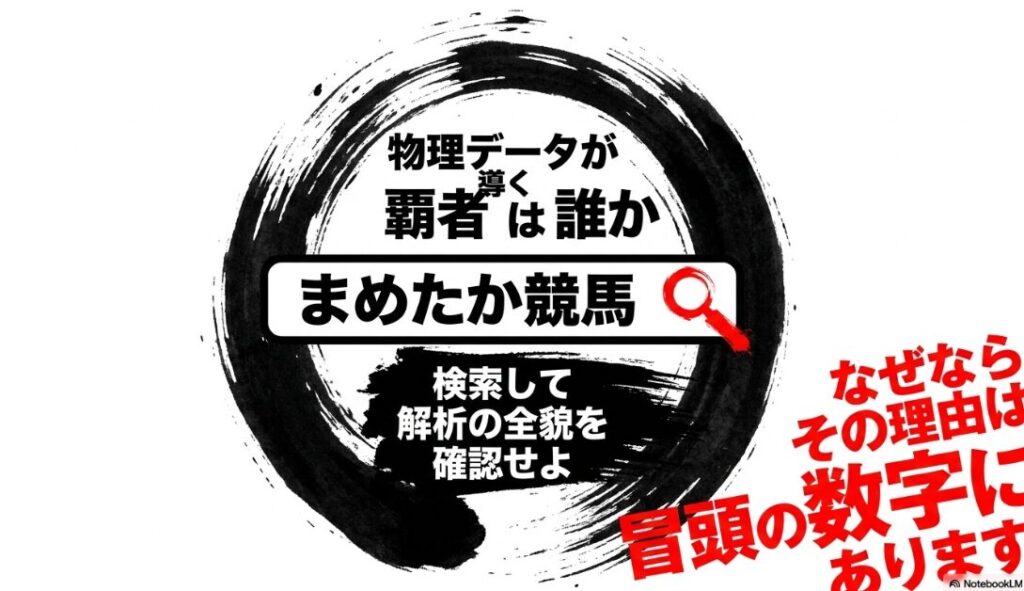 最終結論（誘導） 和紙の 質感に 描かれた 「まめたか競馬」の 検索窓と スマートフォン。 物理データが 導く 覇者を 知るための 誘導。 ウロボロス構造を 完成させる 結びの 言葉と ブログ要塞への 招待画像