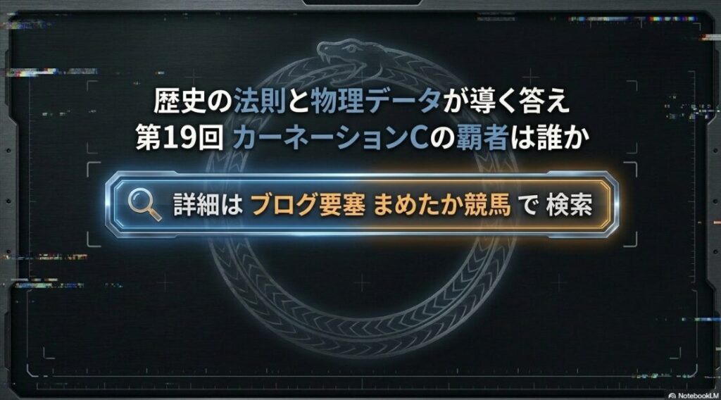 最終 結論 誘導 墨絵で 描かれた スマートフォンと 伝統的な 筆 湯呑み 現代の デジタル データと アナログの 魂が 融合した 空間 詳細は まめたか競馬 で 検索を 促す エンディング