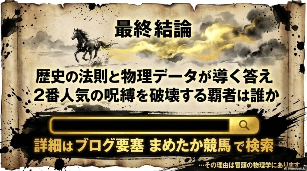 まめたか競馬 ブログ要塞への 最終 検索 誘導 勝利の 扉を 開く 黄金の 霧と 検索窓の グラフィック 詳細は ネットで まめたか競馬 と 検索 の 文字