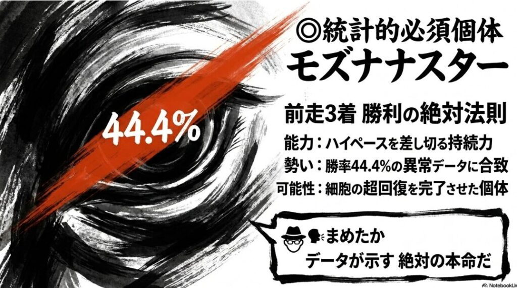 統計的 必須個体 モズナナスター の 分析 前走3着という 勝利の 絶対法則と 細胞の 超回復を 記述