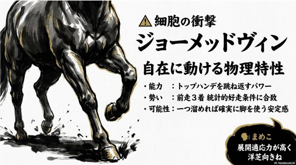 細胞の 衝撃 ジョーメッドヴィン の 自在性 トップハンデを 跳ね返す パワーと 統計的 好走条件を 評価