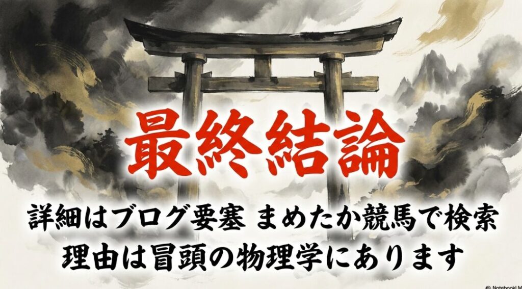 最終結論は ブログ要塞 まめたか競馬 で 検索を 促し 視聴者を 本陣へ 導く 誘導スライド
