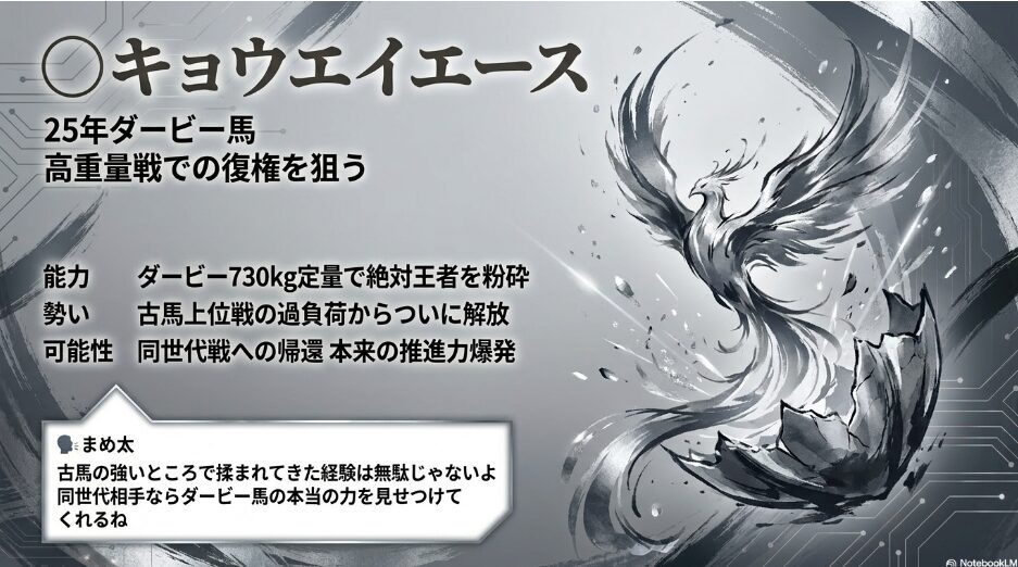 解析対象馬（◯）キョウエイエースの分析 2025年ばんえいダービーを730kgの定量で制した実績を再評価 古馬混合オープン戦での過負荷から解放され 同世代戦での出力復権を予測するデータ