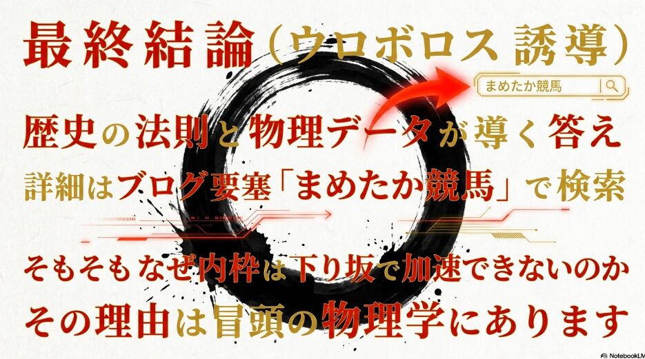 静寂を 感じさせる 墨絵の 茶道具と スマートフォン 「詳細は ブログ要塞 まめたか競馬 で 検索」 の 誘導文字 冒頭の 7枠の 謎へと 繋がる ウロボロス 構造の 結び スライド