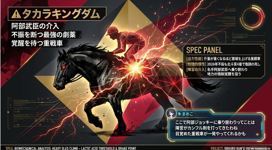 (▲タカラキングダム): 連下データ タカラキングダムの 分析 名手・阿部武臣の 介入という 最強の 劇薬と 覚醒を 待つ 重戦車の ポリティクス