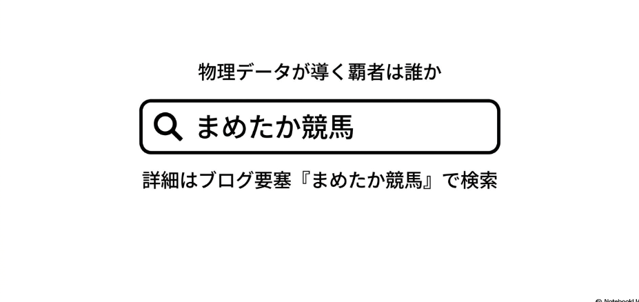 (最終結論): 誘導スライド 物理データが 導く 覇者の 正体を 問う 一言と ブログ要塞「まめたか競馬」への 指名検索を 促す 導線