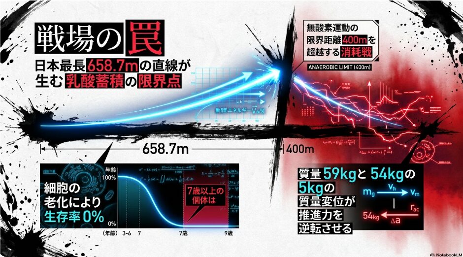 爆発的な水墨画（Sumi-e）スタイルで描かれた疾走する馬の背景。中央に「2026年 関屋記念 99%が勘違いしている統計の罠」という巨大なタイトル。読者の損失回避心理を突く強烈なフック