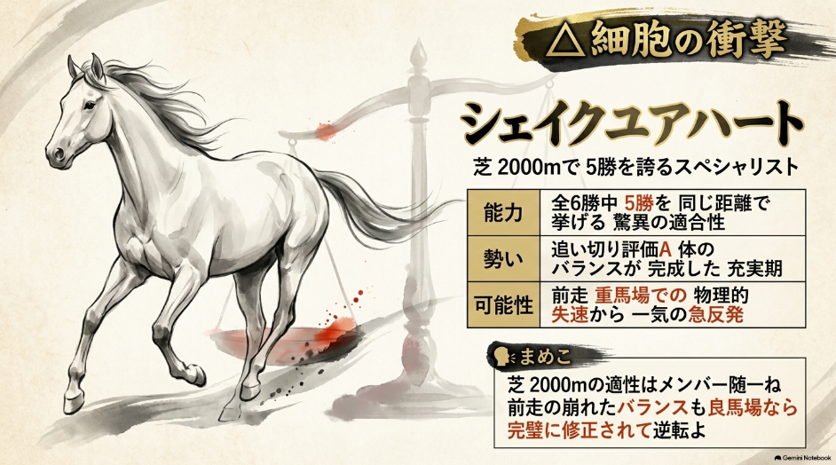 2000m スペシャリスト シェイクユアハート の 良馬場 逆転 宣言