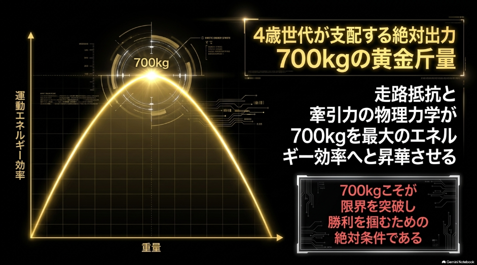 700kgの 黄金斤量を 曳きこなす ウンカイダイマオーと ラポピージュニアの 物理性能を 示す