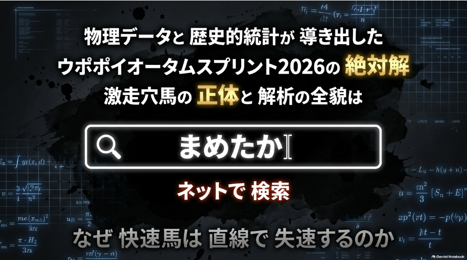 物理データと歴史的統計が導き出したウポポイオータムスプリント2026の絶対解
『己の直感と物理データを融合させ 勝利を掴み取れ』
まめたか競馬