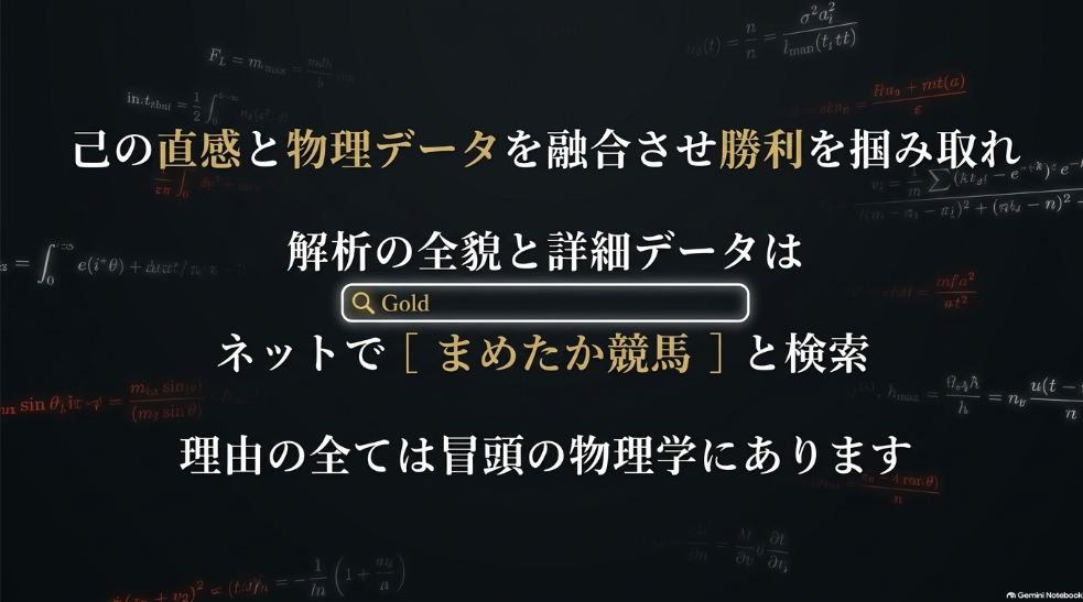 スプリンターズS2026最終結論スライド:己の直感と物理データを融合させ急坂2.2mを制する王者を導き出すまめたか競馬締めくくり画像