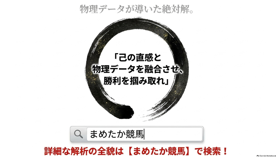 最終結論 物理データと歴史的統計が導き出した絶対解『己の直感と物理データを融合させ勝利を掴み取れ』 まめたか競馬のブランドロゴ