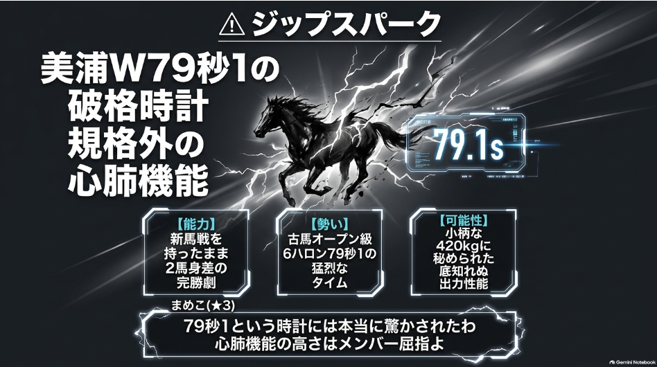 サウジアラビアRC2026スライド6 連下△ジップスパーク 美浦W6F79秒1の破格時計 オルフェーヴル産駒 半姉桜花賞3着ジッピーチューン