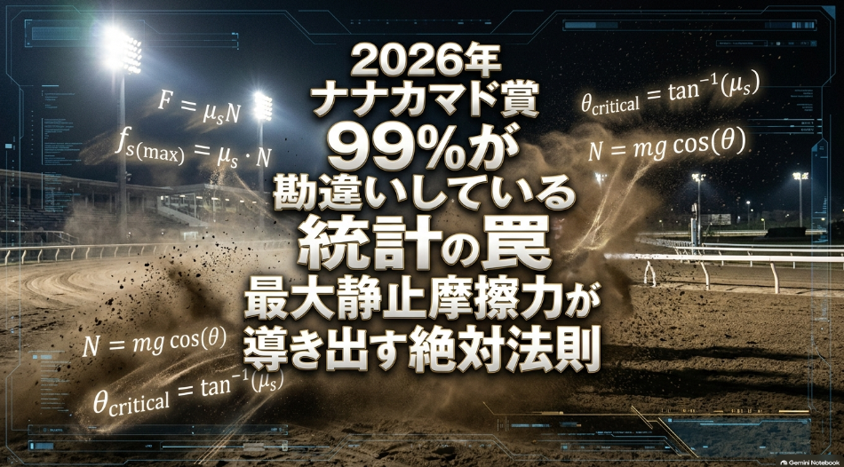 ナナカマド賞2026予想ブログ専用スライド1 表紙 99%が勘違いしている統計の罠と静止摩擦力学 帯広200mダート戦の絶対法則 まめたか競馬