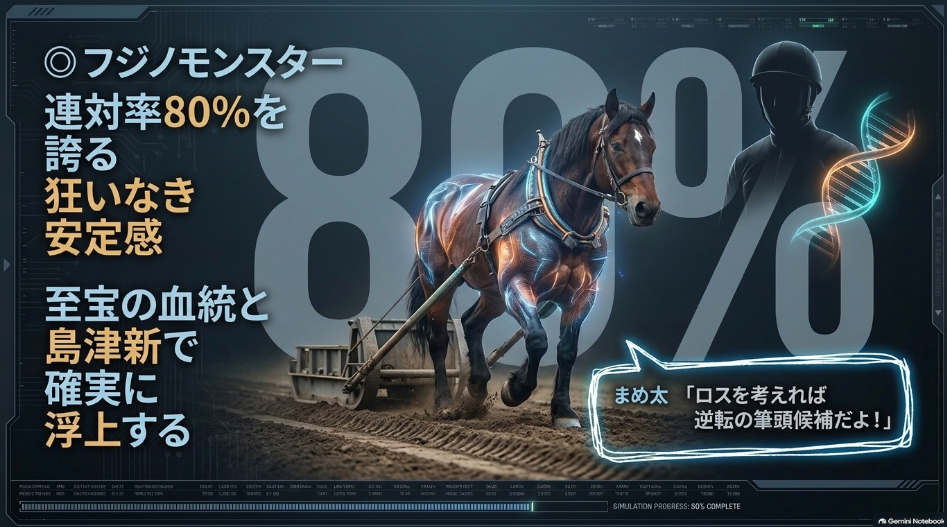 ナナカマド賞2026スライド4 対抗フジノモンスター 通算10戦連対率80%の重戦車 カネサブラック×ウンカイの至宝血統と名手島津新騎手の安定出力
