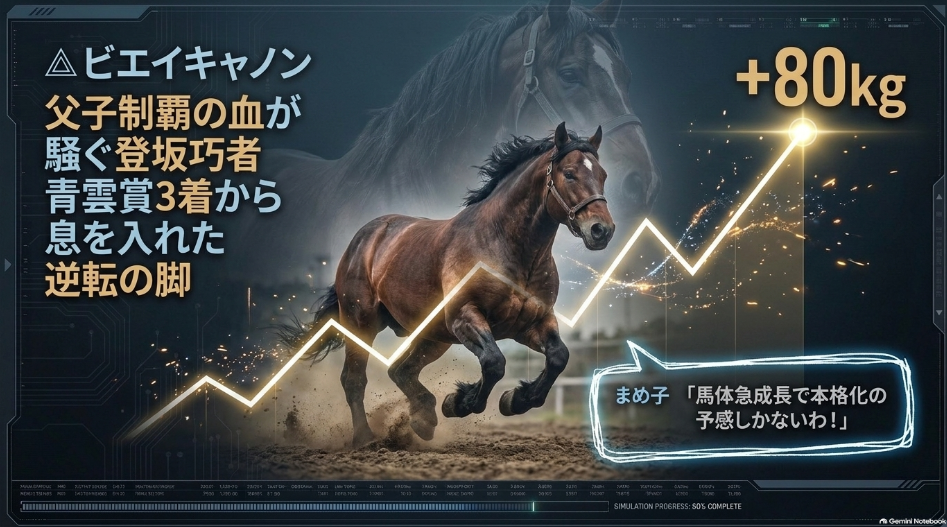 ナナカマド賞2026スライド5 連下ビエイキャノン 父フウジンライデンから受け継ぐ父子制覇の血 青雲賞3着の実績と馬体急成長947kgの登坂力